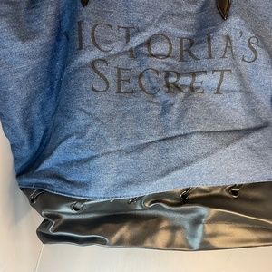 Victoria's Secret Blue & Black Denim with black pleather Tote Bag